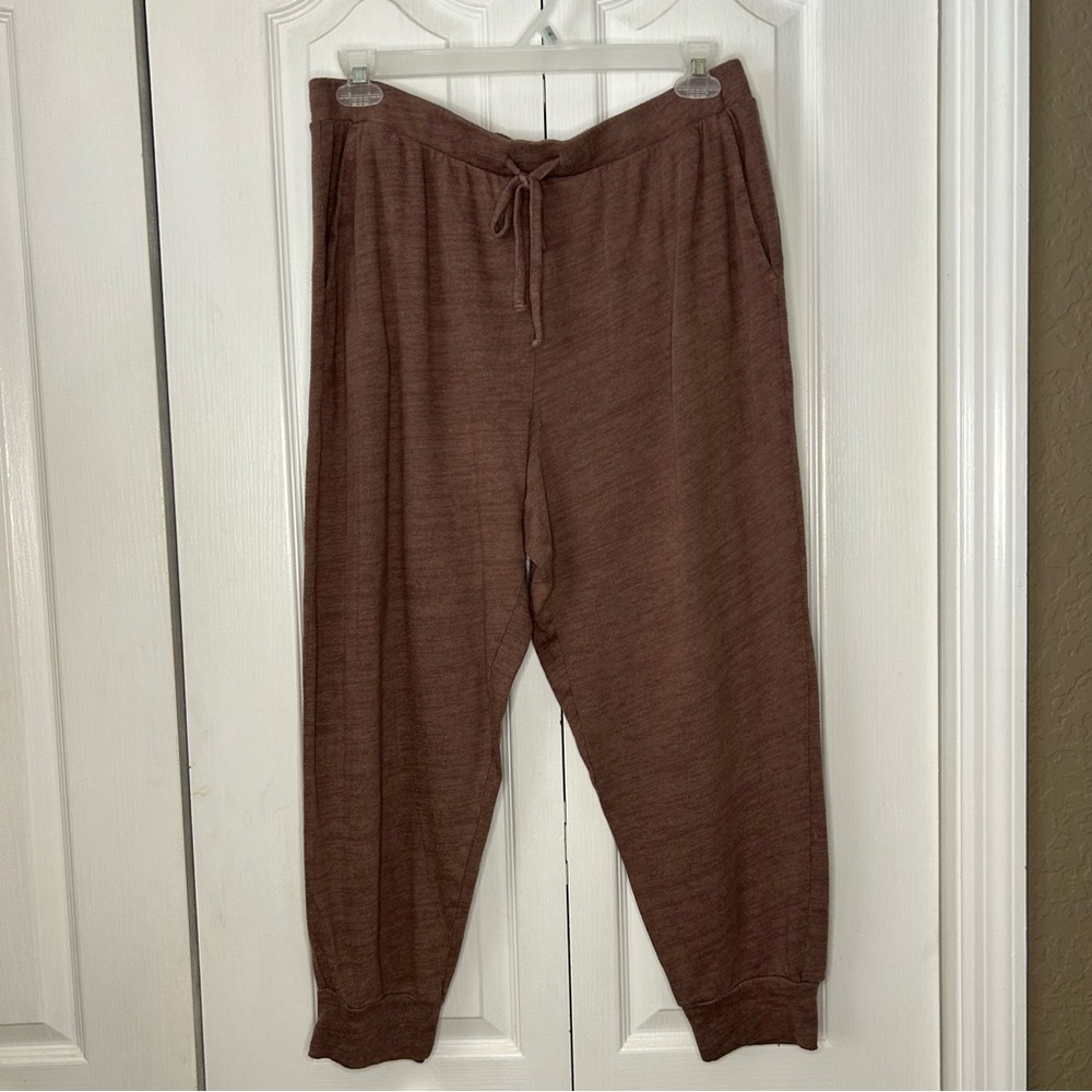 Lands' End women’s brown cozy pull on drawstring pants with pockets size XL 18